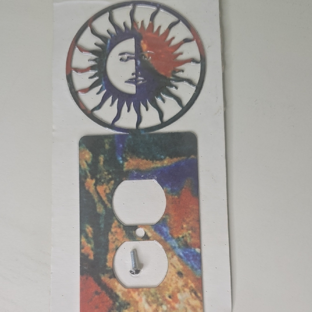 Vintage Metal Sun Outlet Cover-New Dead Stock